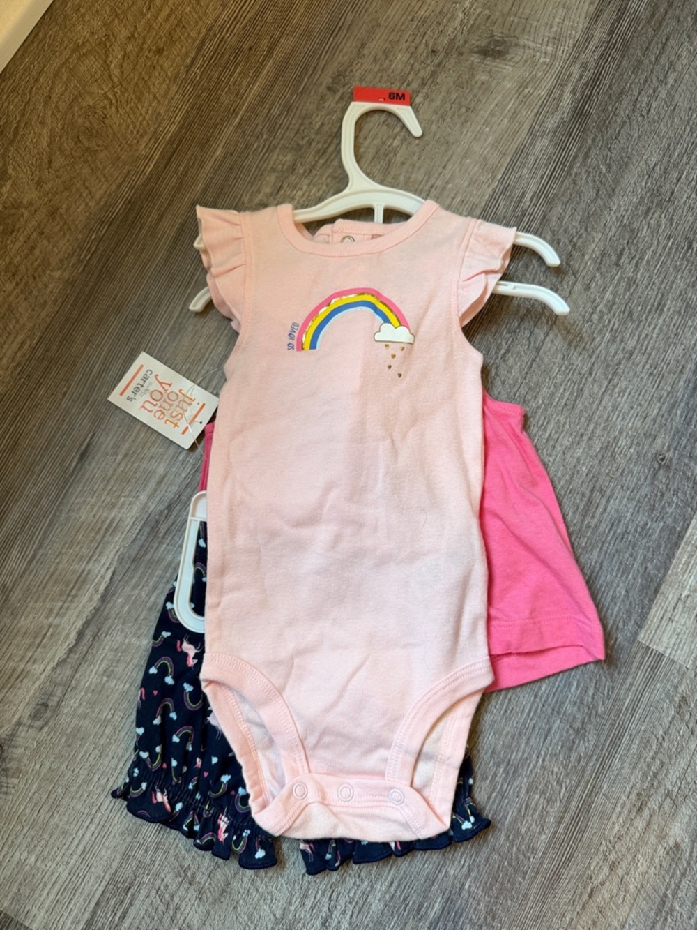 Girls Pink Rainbow Ruffle-Sleeve One-Piece Bodysuit